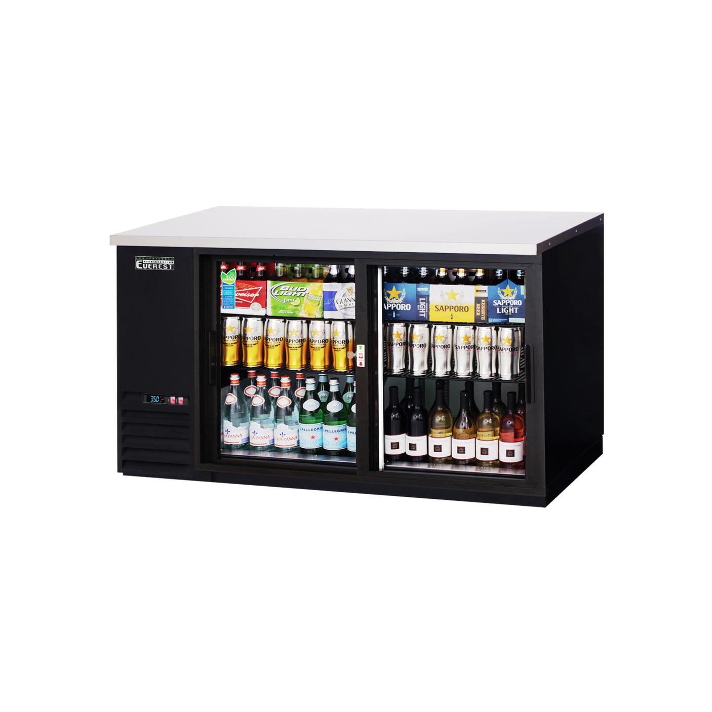 Everest EBB69G-SD 68" Back Bar Cooler, 2 Glass Doors, 20 cu. ft.