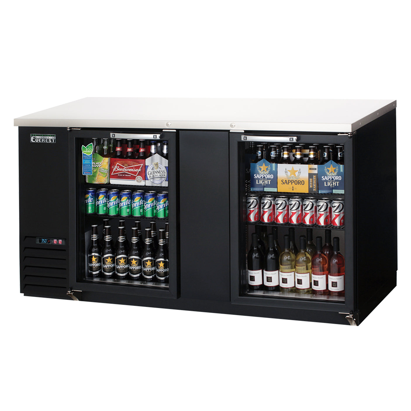 Everest EBB69G 68" Back Bar Cooler, 2 Glass Doors, 24 cu. ft.