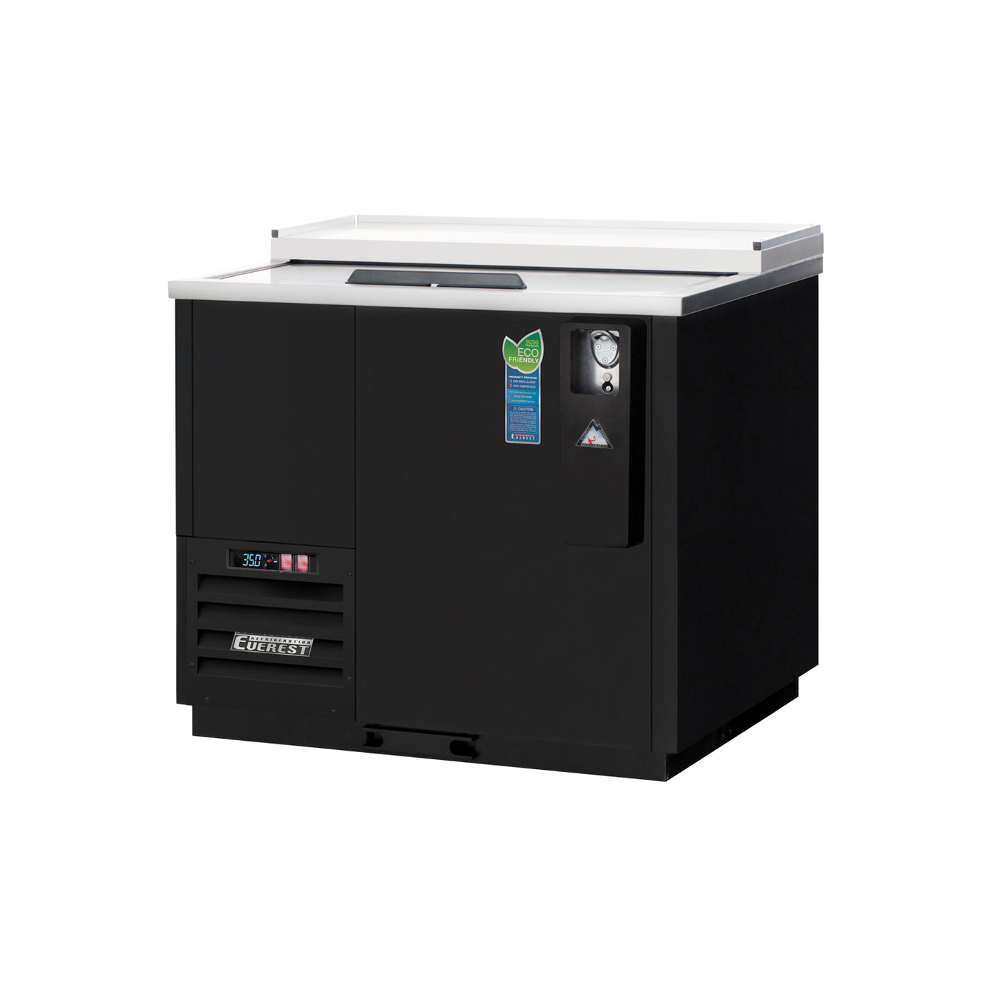 Everest EBC37 36 3/4" Black Horizontal Bottle Cooler, 1 Door, 11 cu. ft.