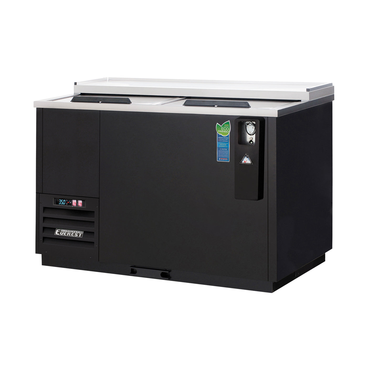 Everest EBC50 49 1/2" Black Horizontal Bottle Cooler, 2 Doors, 15 cu. ft.
