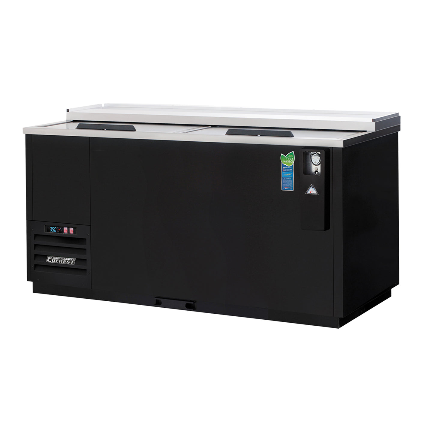Everest EBC65 64 5/8" Black Horizontal Bottle Cooler, 2 Doors, 21 cu. ft.