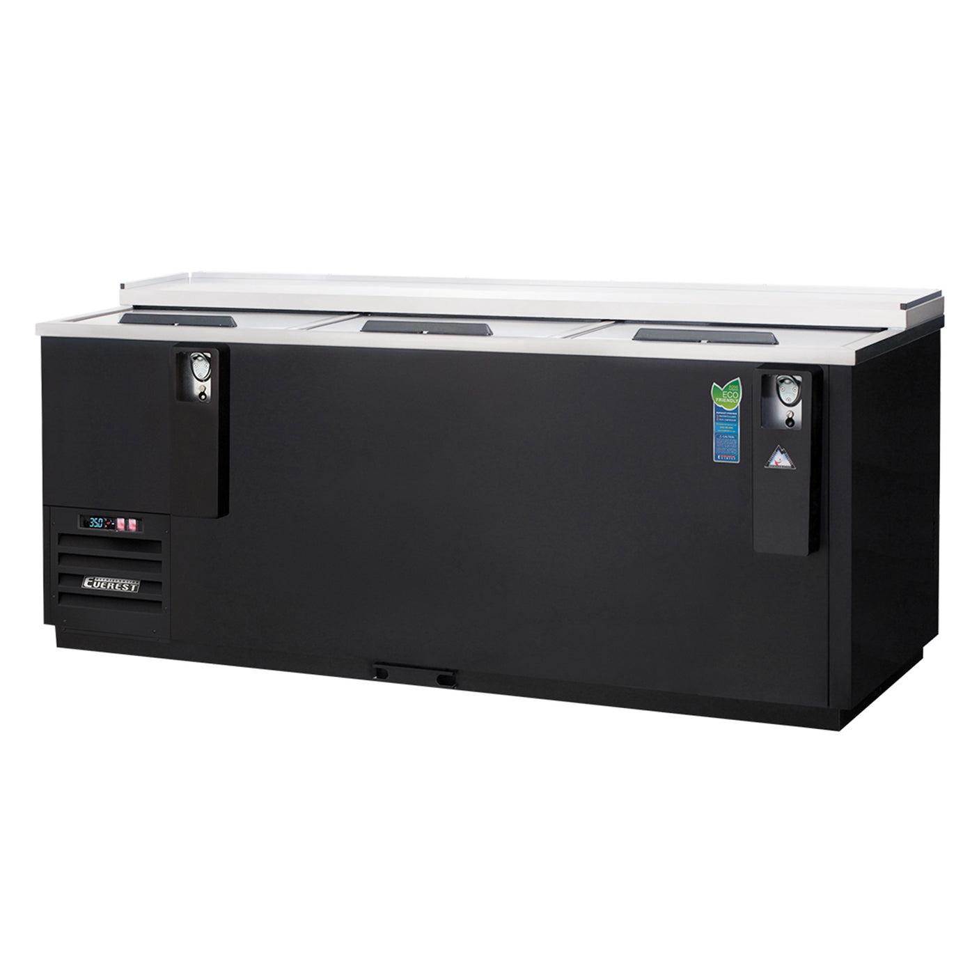 Everest EBC80 80 1/2" Black Horizontal Bottle Cooler, 3 Doors, 26 cu. ft.