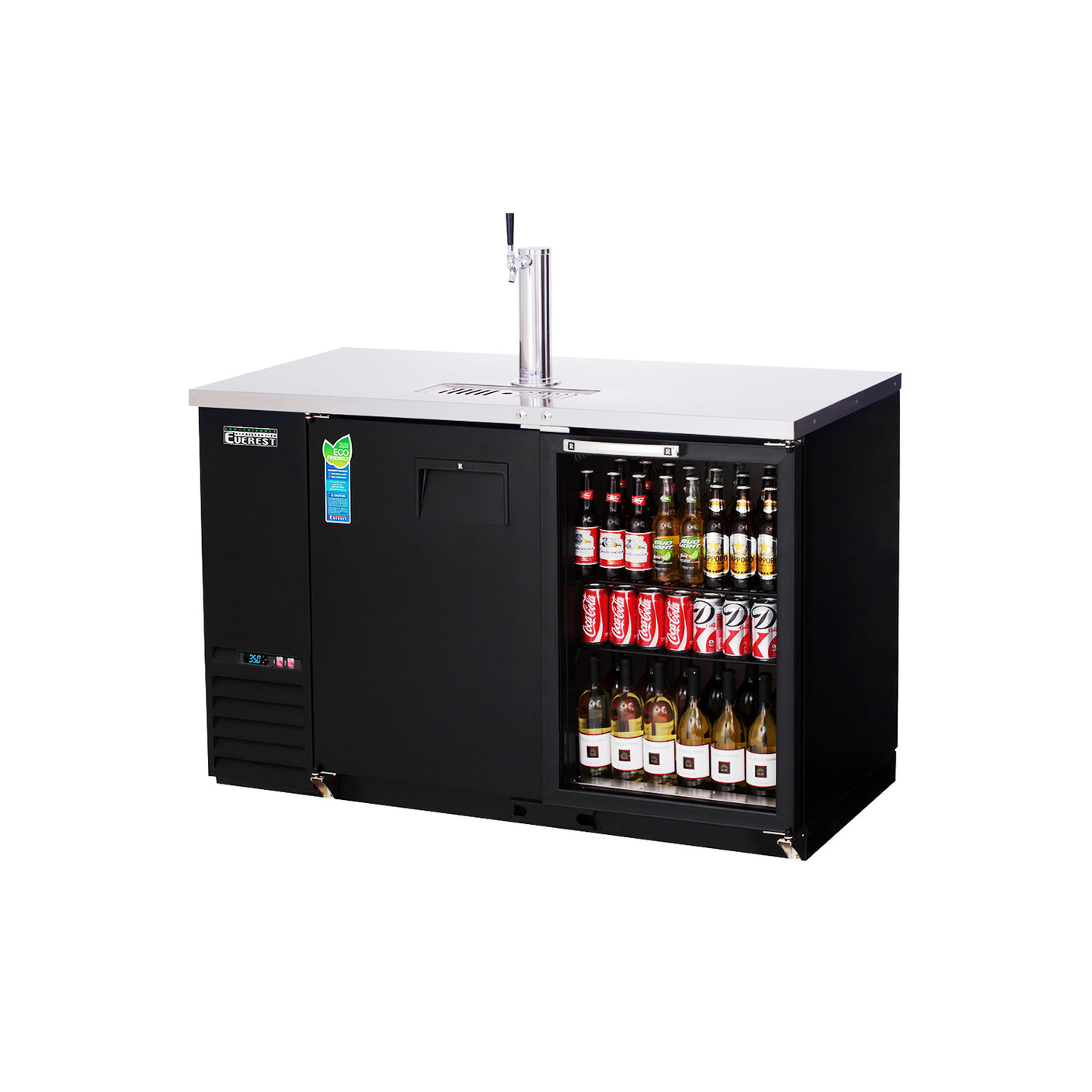 Everest EBD2-BBG 57 3/4" Direct Draw Keg Refrigerator, 1 Solid Door & 1 Glass Door, 20 cu. ft.