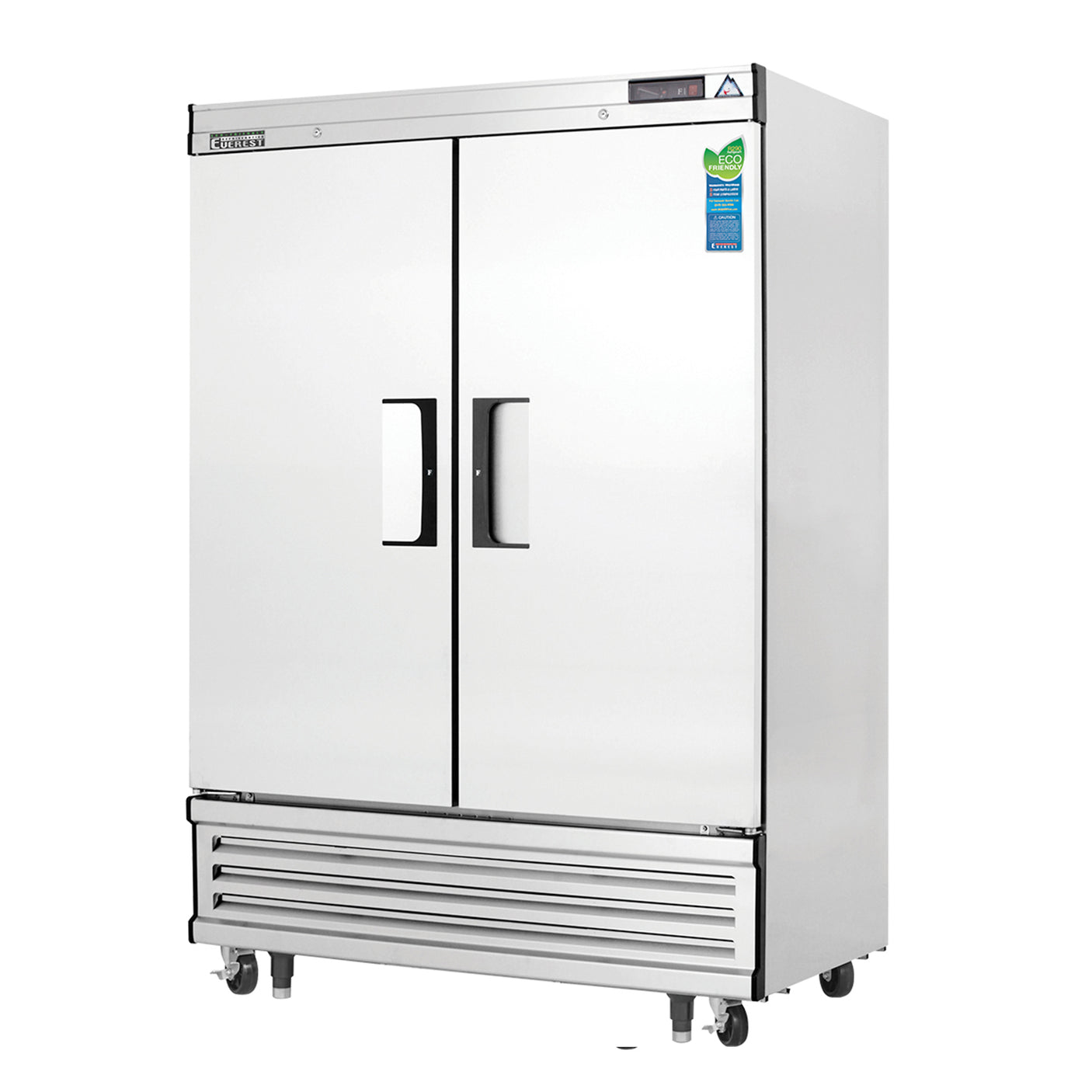 Everest EBF2 54 1/8" Stainless Steel 50 cu. ft Reach-In Freezer, 2 Solid Full Doors, Bottom Mount
