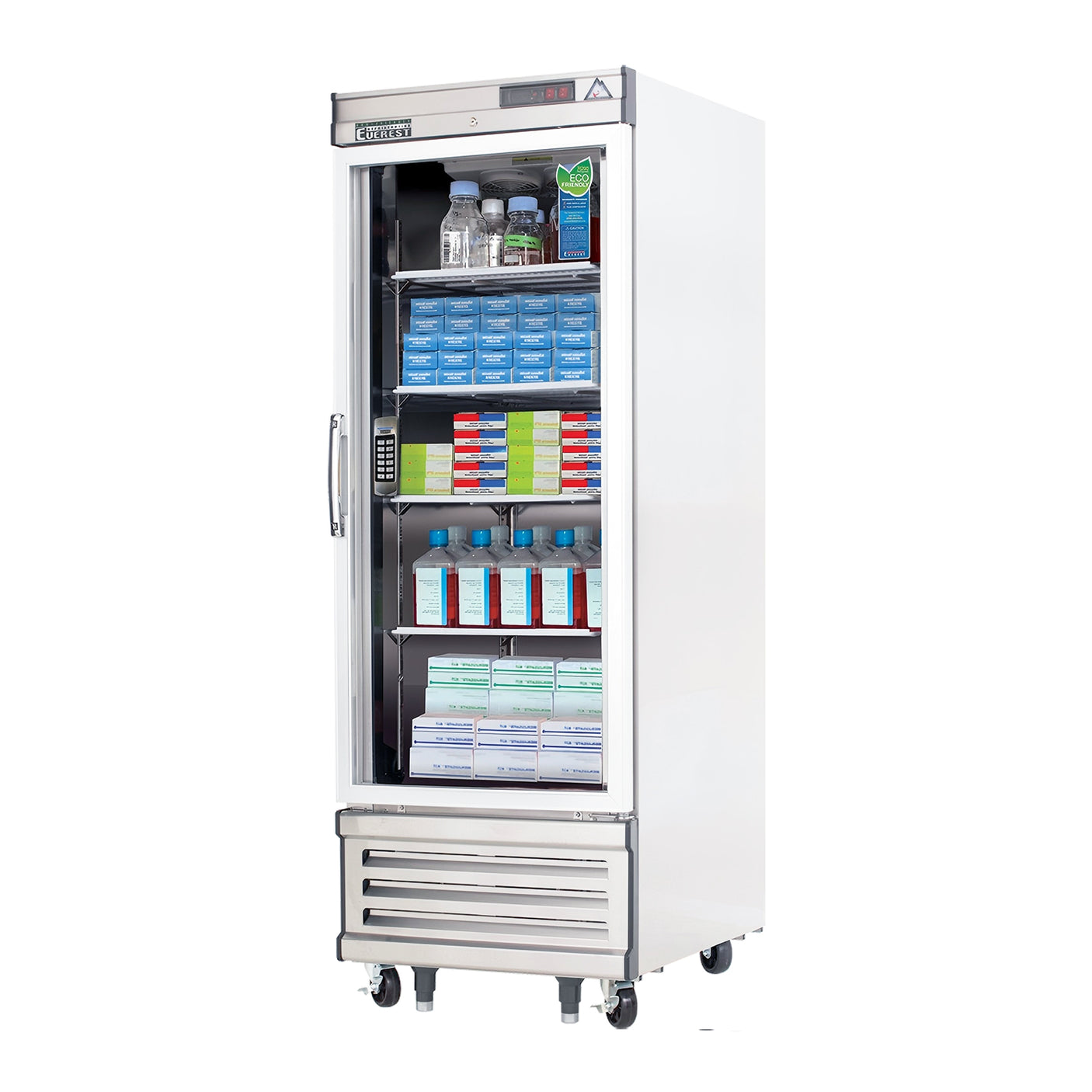 Everest EBGWR1-LAB 29 1/4" Stainless Steel 23 cu. ft Laboratory Refrigerator, 1 Glass Full Door