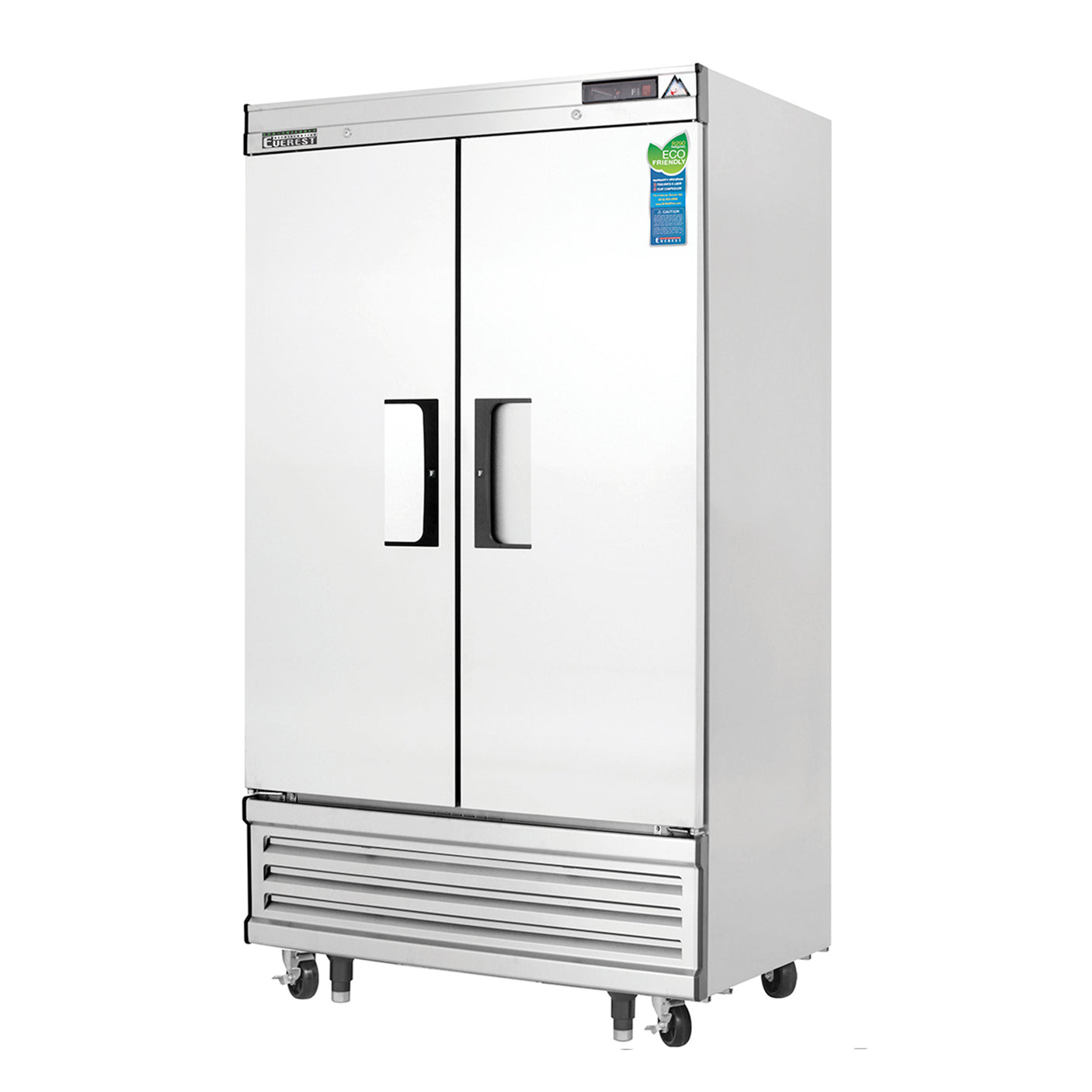 Everest EBNF2 39 3/8" Stainless Steel 33 cu. ft Reach-In Freezer, 2 Solid Full Doors, Bottom Mount