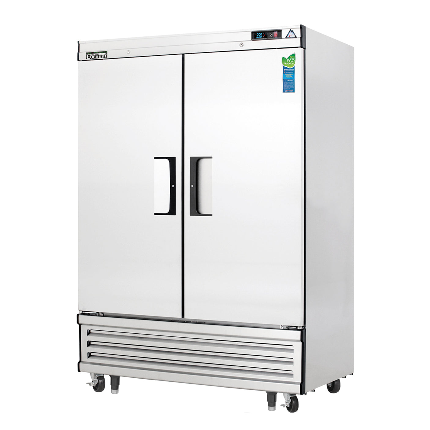 Everest EBR2 54 1/8" Stainless Steel 50 cu. ft Reach-In Refrigerator, 2 Solid Full Doors, Bottom Mount