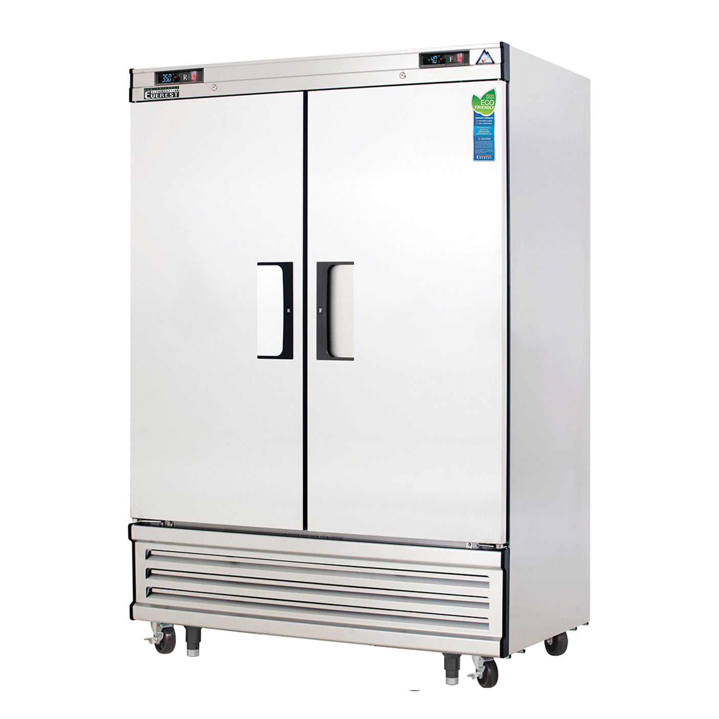 Everest EBRF2 54 1/8" Stainless Steel Reach-In Refrigerator/Freezer Combo, 2 Solid Full Doors, Bottom Mount