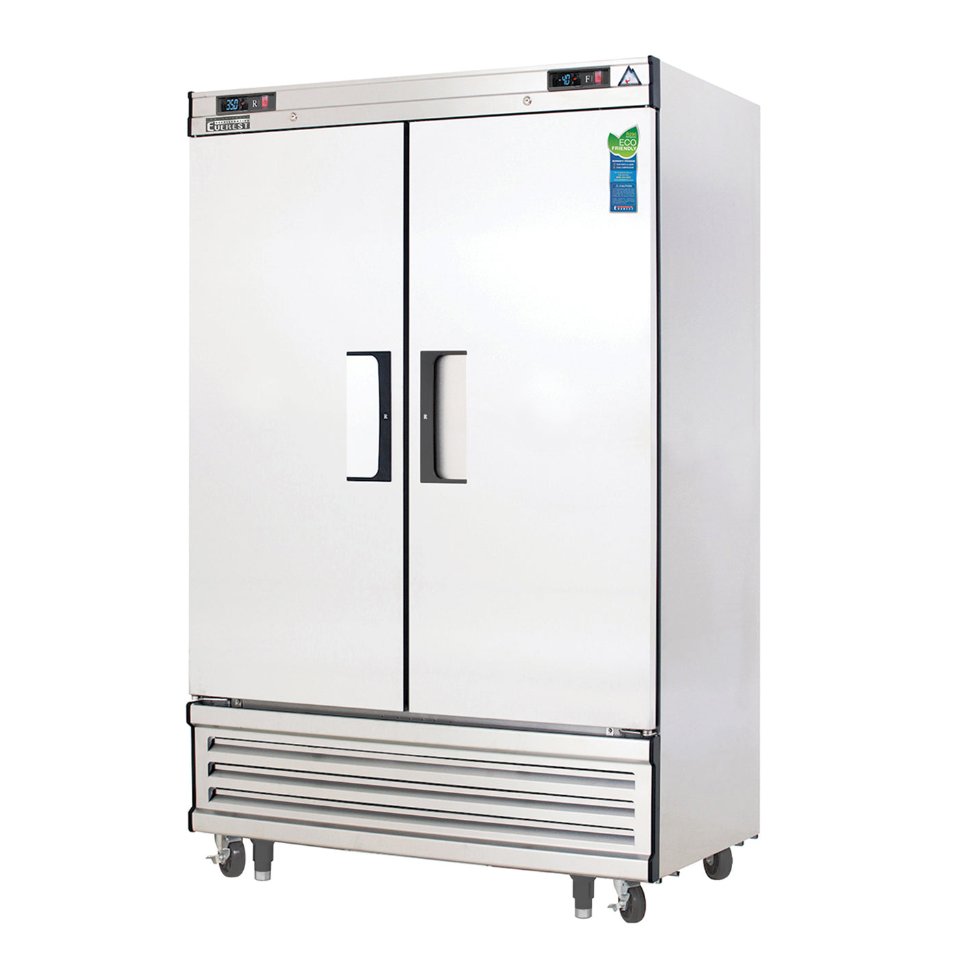 Everest EBSRF2 49 5/8" Stainless Steel Reach-In Refrigerator/Freezer Combo, 2 Solid Full Doors, Bottom Mount