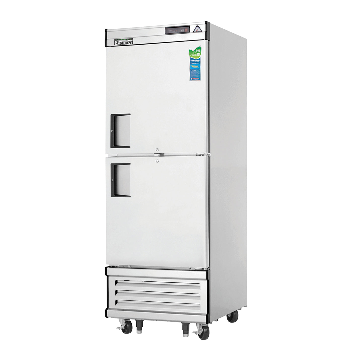 Everest EBWFH2 29 1/4" Stainless Steel 23 cu. ft Reach-In Freezer, 2 Solid Half Doors, Bottom Mount