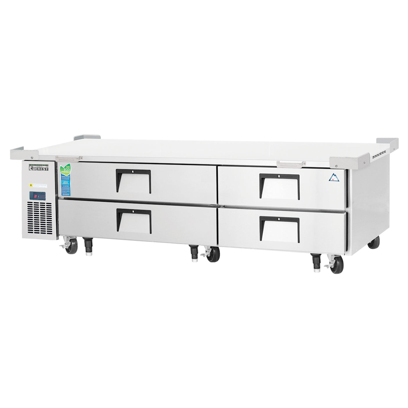 Everest ECB82-86D4 86 1/4" Stainless Steel Chef Base Refrigerator, 4 Drawers