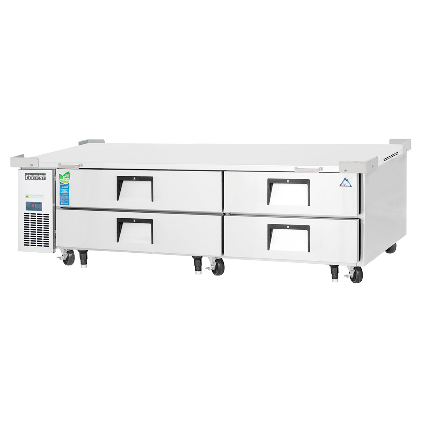 Everest ECB82D4 82 3/8" Stainless Steel Chef Base Refrigerator, 4 Drawers