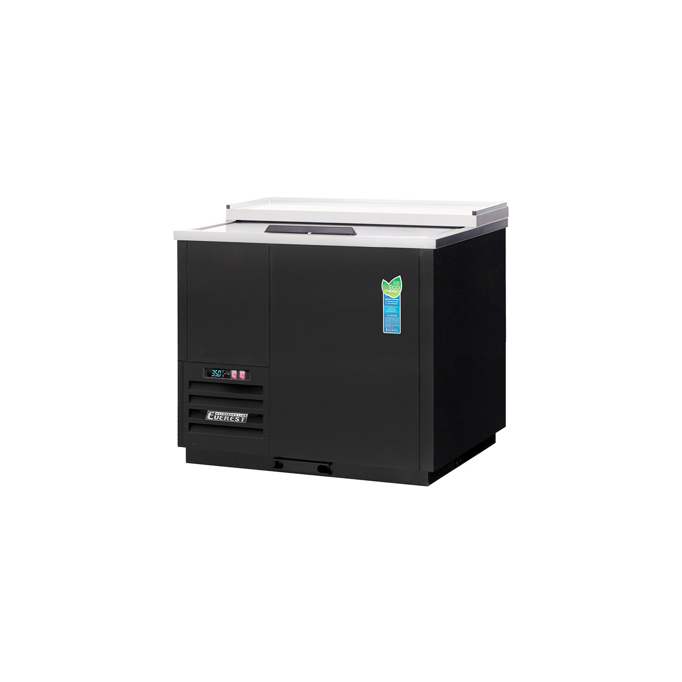 Everest EGC37 36 3/4" Black Horizontal Bottle Cooler, Solid Slide Lid Glass, 11 cu. ft.