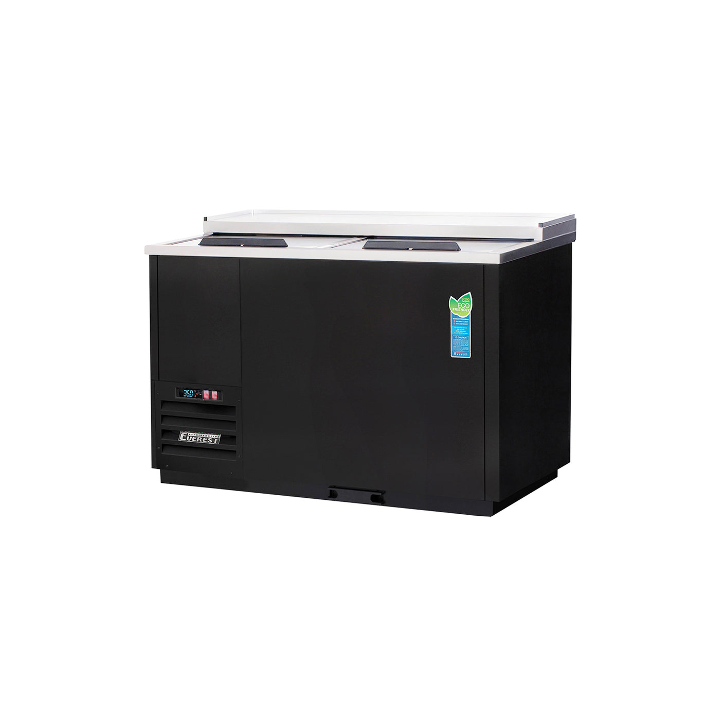 Everest EGC50 49 1/2" Black Horizontal Bottle Cooler, 2 Solid Slide Lid Glass, 15 cu. ft.