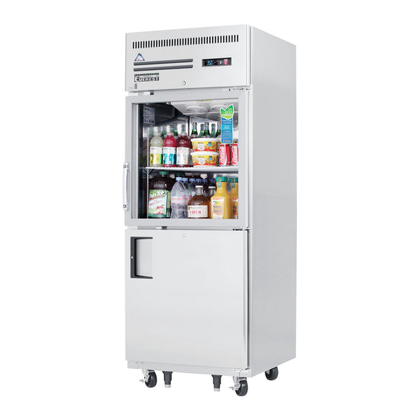 Everest EGSH2 29 1/4" Reach-In Refrigerator with Solid Half Door & Glass Half Door, Top Mount, Stainless Steel