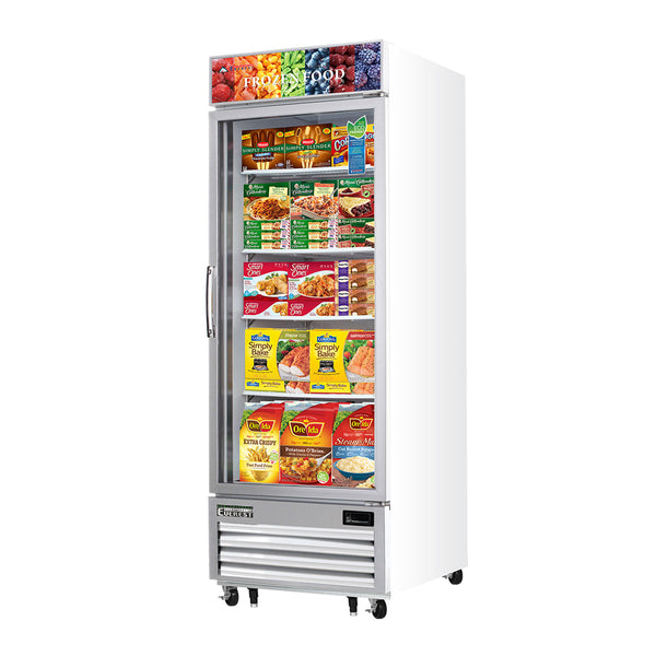 Everest EMGF23 29 1/8" Merchandiser Freezer 1 Glass Door, White Exterior, 23 cu. ft.