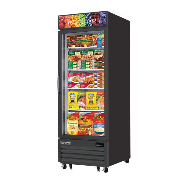 Everest EMGF23B 29 1/8" Merchandiser Freezer 1 Glass Door, Black Exterior, 23 cu. ft.