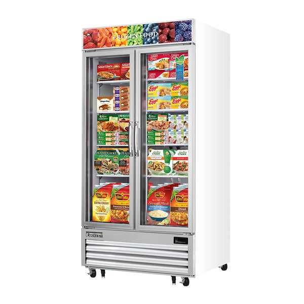 Everest EMGF36 41" Merchandiser Freezer 2 Glass Doors, White Exterior, 36 cu. ft.