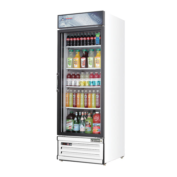 Everest EMGR10 24" Refrigerator Merchandiser 1 Glass Door, White Exterior, 10 cu. ft.