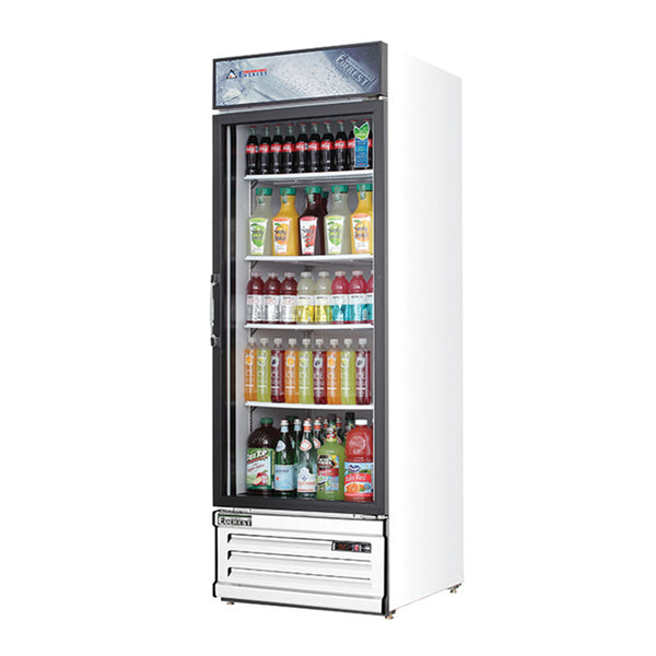 Everest EMGR20 24 3/4" Refrigerator Merchandiser 1 Glass Door, White Exterior, 20 cu. ft.