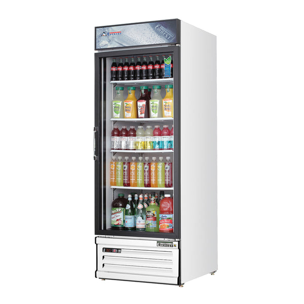 Everest EMGR24 28 3/8" Refrigerator Merchandiser 1 Glass Door, White Exterior, 25 cu. ft.