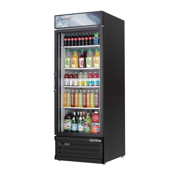 Everest EMGR24B 28 3/8" Refrigerator Merchandiser 1 Glass Door, Black Exterior, 25 cu. ft.
