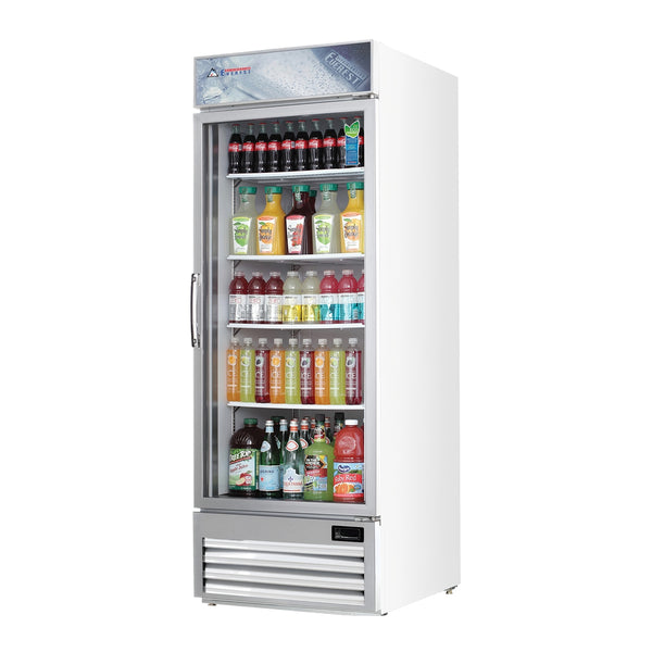 Everest EMGR24U 29 1/8" Refrigerator Merchandiser 1 Glass Door, White Exterior, 23 cu. ft.