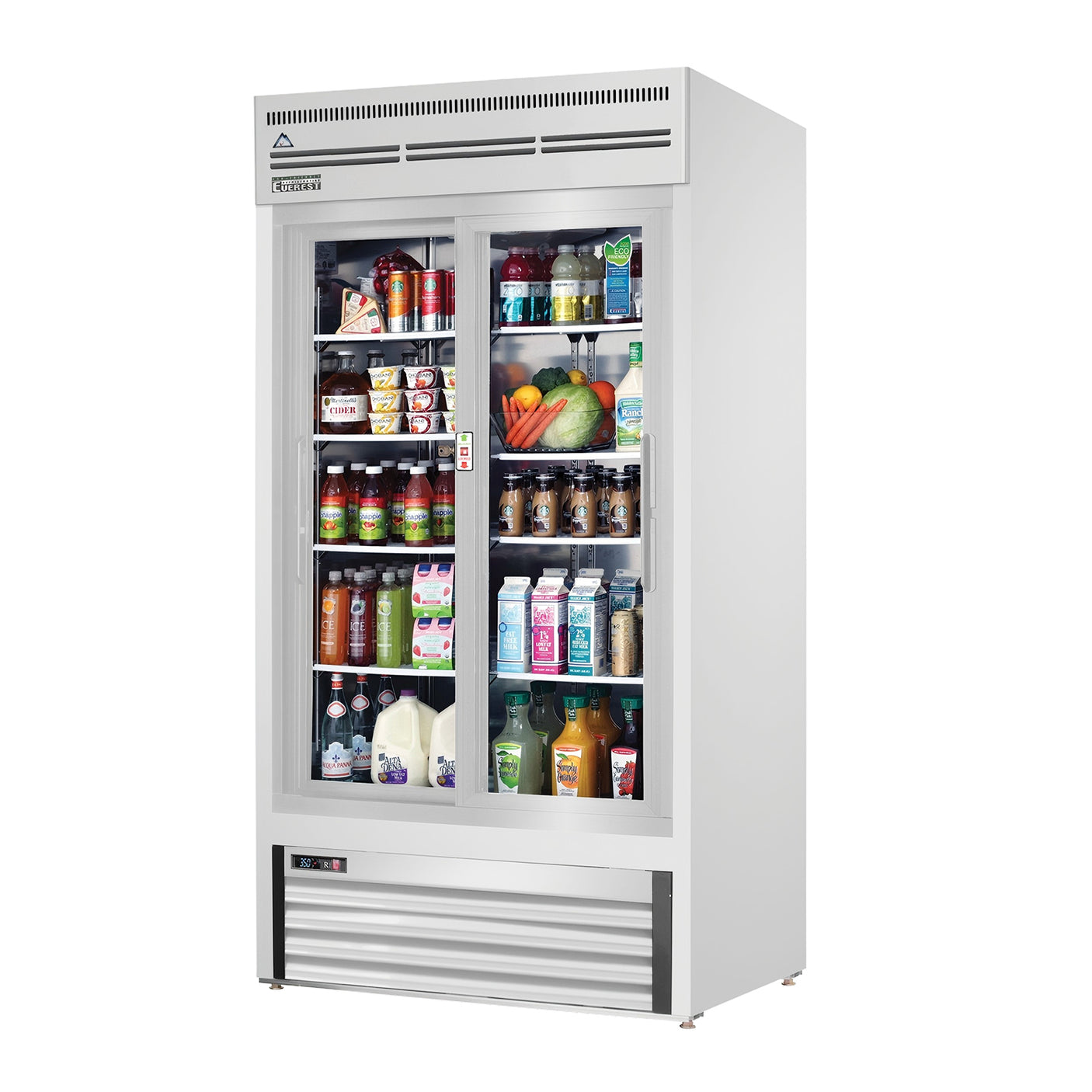 Everest EMGR33-SS 39 3/8" Stainless Steel 33 cu. ft Merchandiser Refrigerator, 2 Glass Doors
