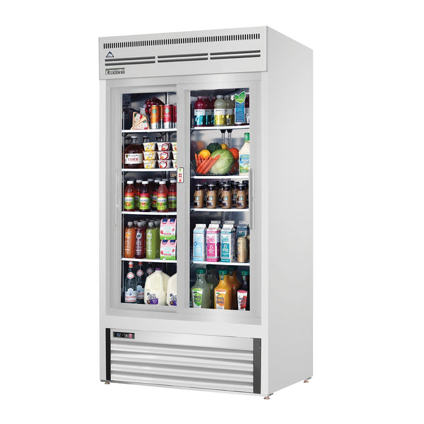 Everest EMGR33-SS 39 3/8" Merchandiser Refrigerator 2 Glass Doors, Stainless Steel, 33 cu. ft.