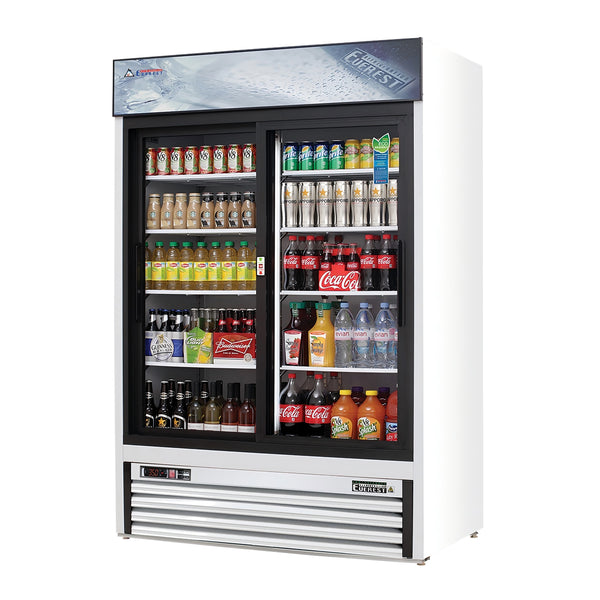 Everest EMGR48 53 1/8" Merchandiser Refrigerator 2 Glass Doors, White Exterior, 48 cu. ft.
