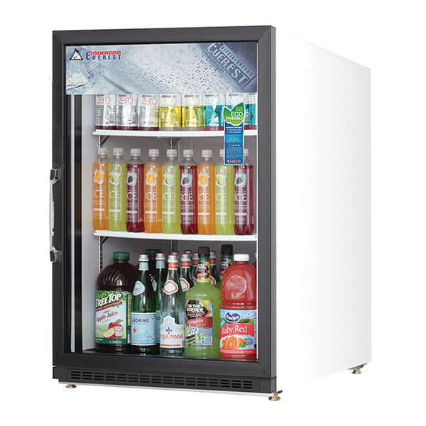 Everest EMGR5 25" Refrigerator Merchandiser 1 Glass Door, White Exterior, 5 cu. ft.