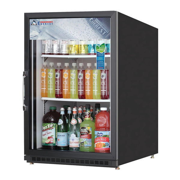 Everest EMGR5B 25" Refrigerator Merchandiser 1 Glass Door, Black Exterior, 5 cu. ft.
