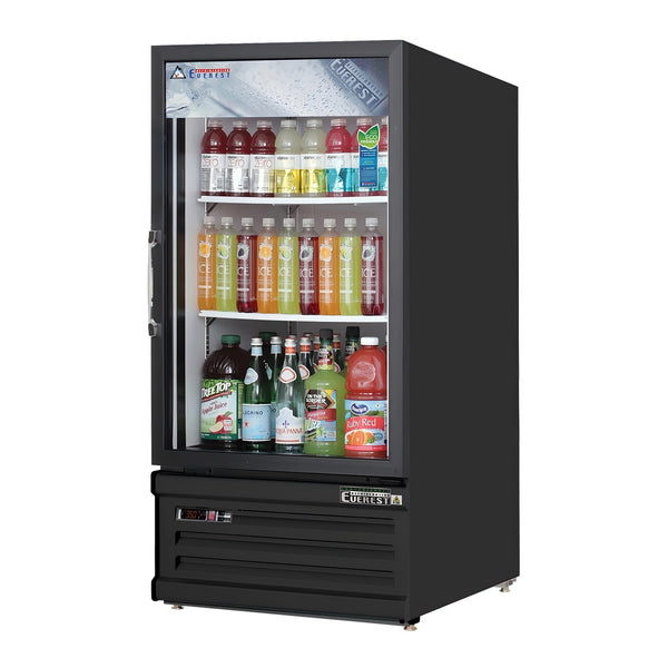 Everest EMGR8B 24" Refrigerator Merchandiser 1 Glass Door, Black Exterior, 8 cu. ft.