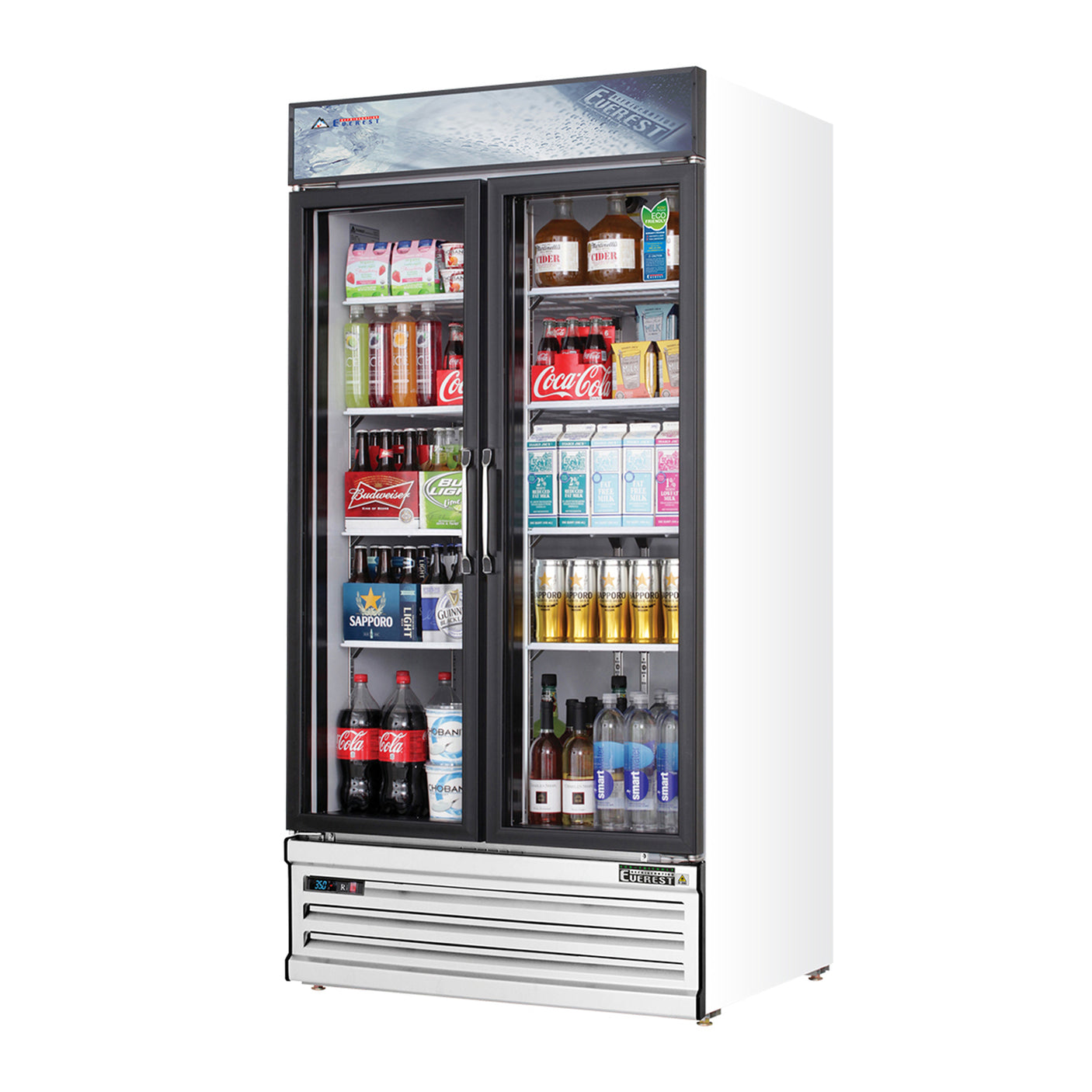 Everest EMSGR33 39 3/8" White 36 cu. ft Refrigerator Merchandiser, 2 Glass Doors
