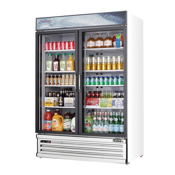 Everest EMSGR48 53 1/8" Refrigerator Merchandiser 2 Glass Doors, White Exterior, 50 cu. ft.