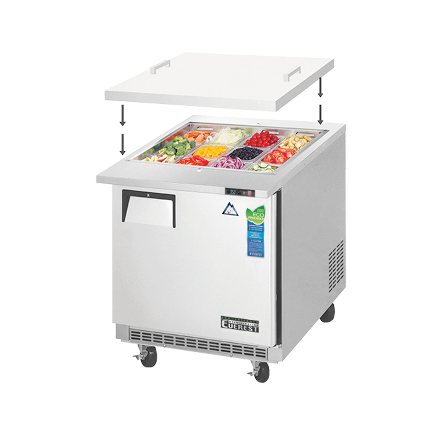 Everest EOTP1 27 3/4" Stainless Steel Open Top Prep Refrigerator, 1 Solid Door
