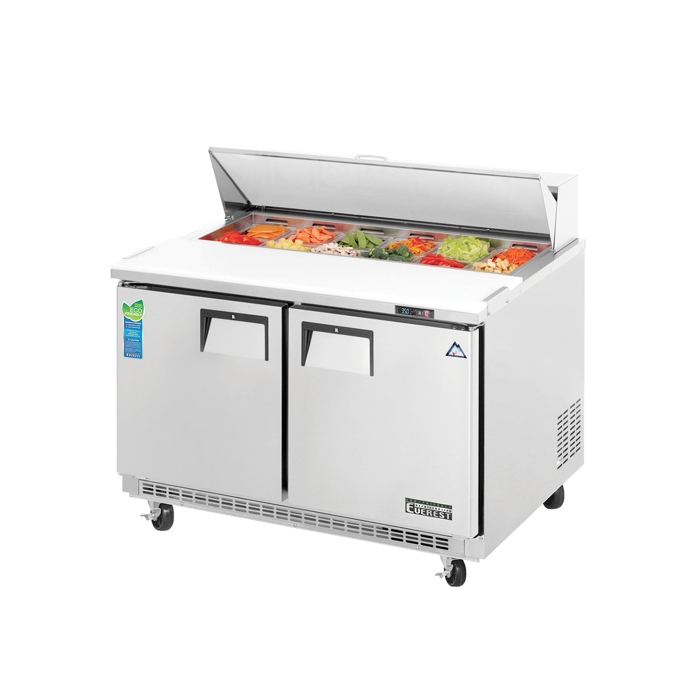 Everest EPBNR2 47 1/2" Stainless Steel Refrigerated Sandwich Salad Prep Table, 2 Solid Doors