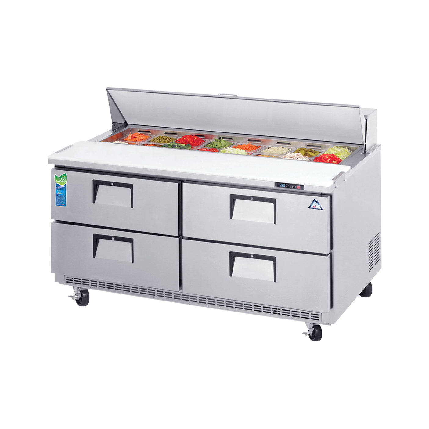 Everest EPBNWR2-D4 59 1/8" Stainless Steel Refrigerated Sandwich Salad Prep Table, 4 Drawers
