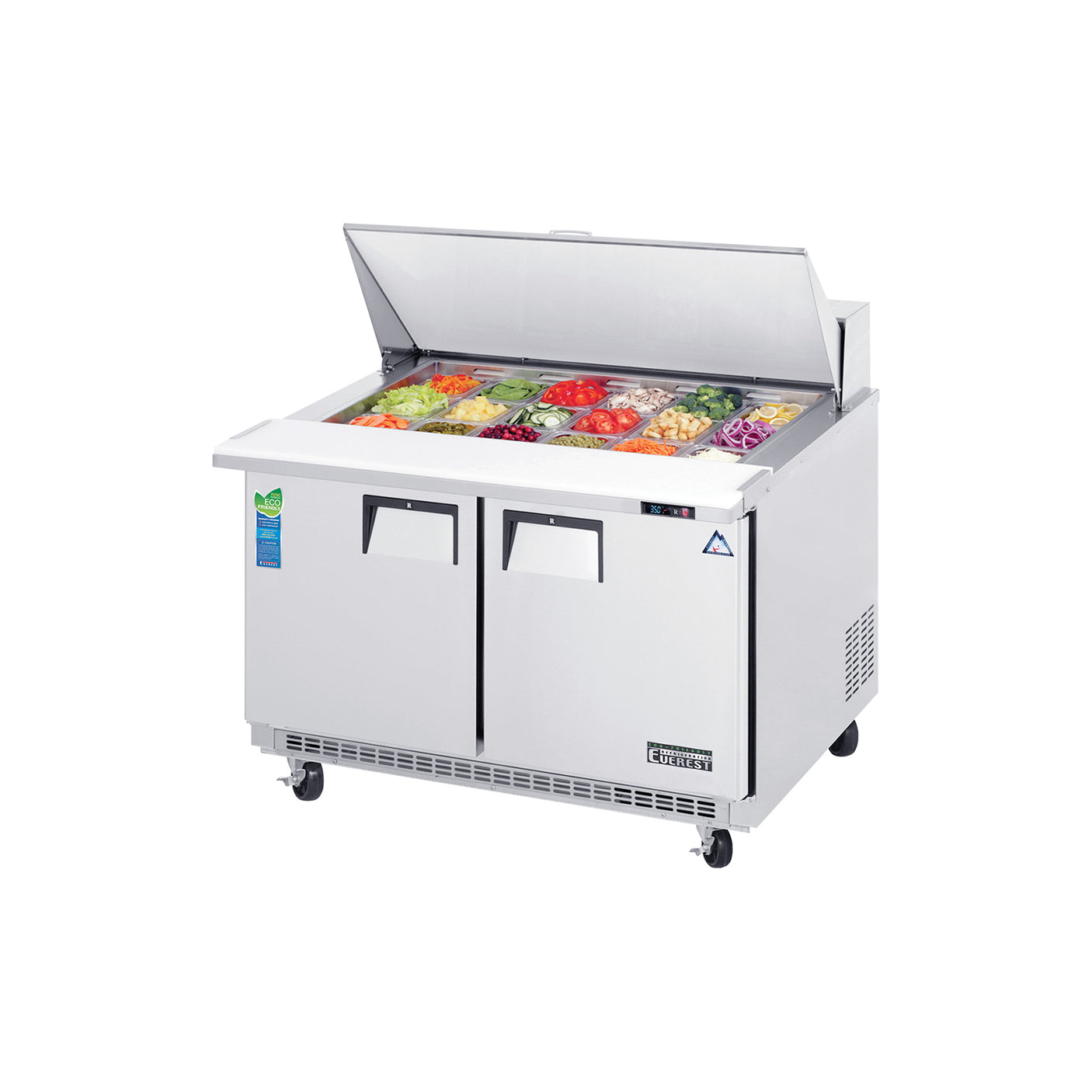 Everest EPBR2 47 1/2" Stainless Steel Mega Top Sandwich Salad Prep Table, 2 Solid Doors