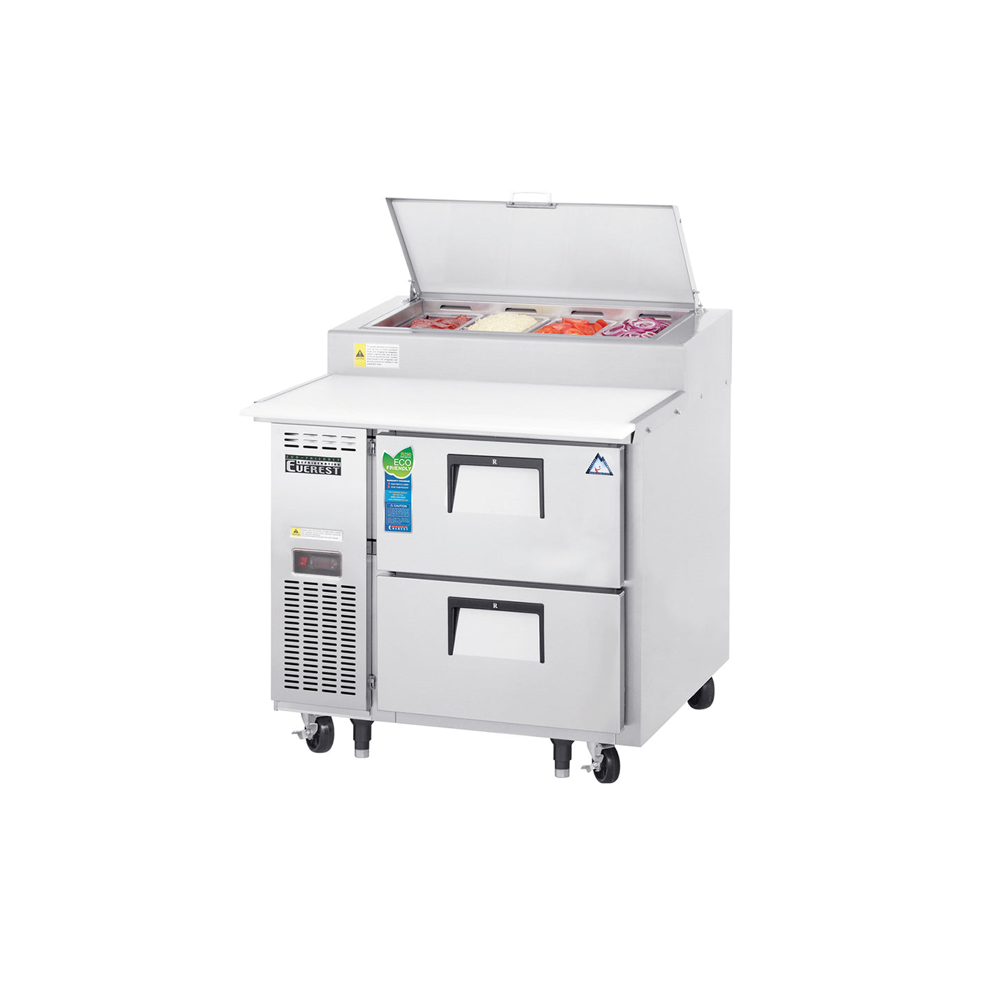 Everest EPPR1-D2 35 5/8" Stainless Steel Pizza Prep Table Refrigerator, 2 Drawers