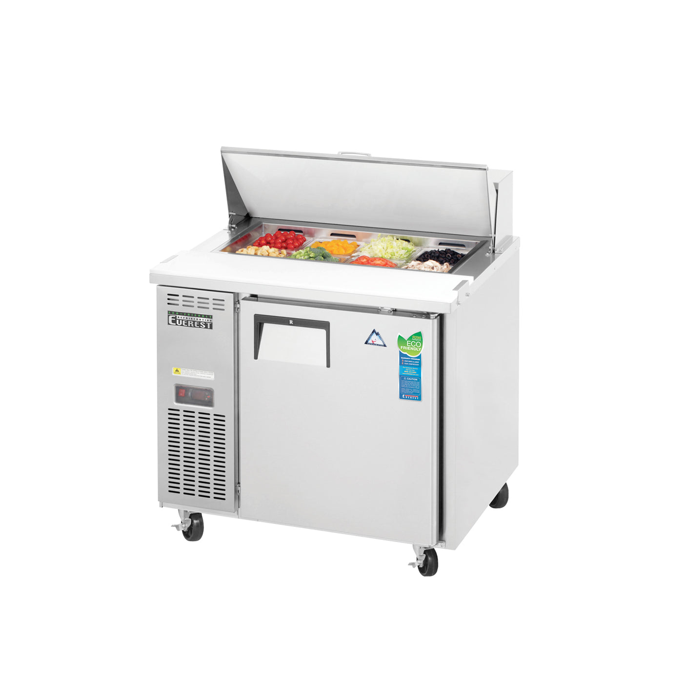Everest EPR1-24 35 5/8" Stainless Steel Sandwich Prep Table Refrigerator, 1 Solid Door