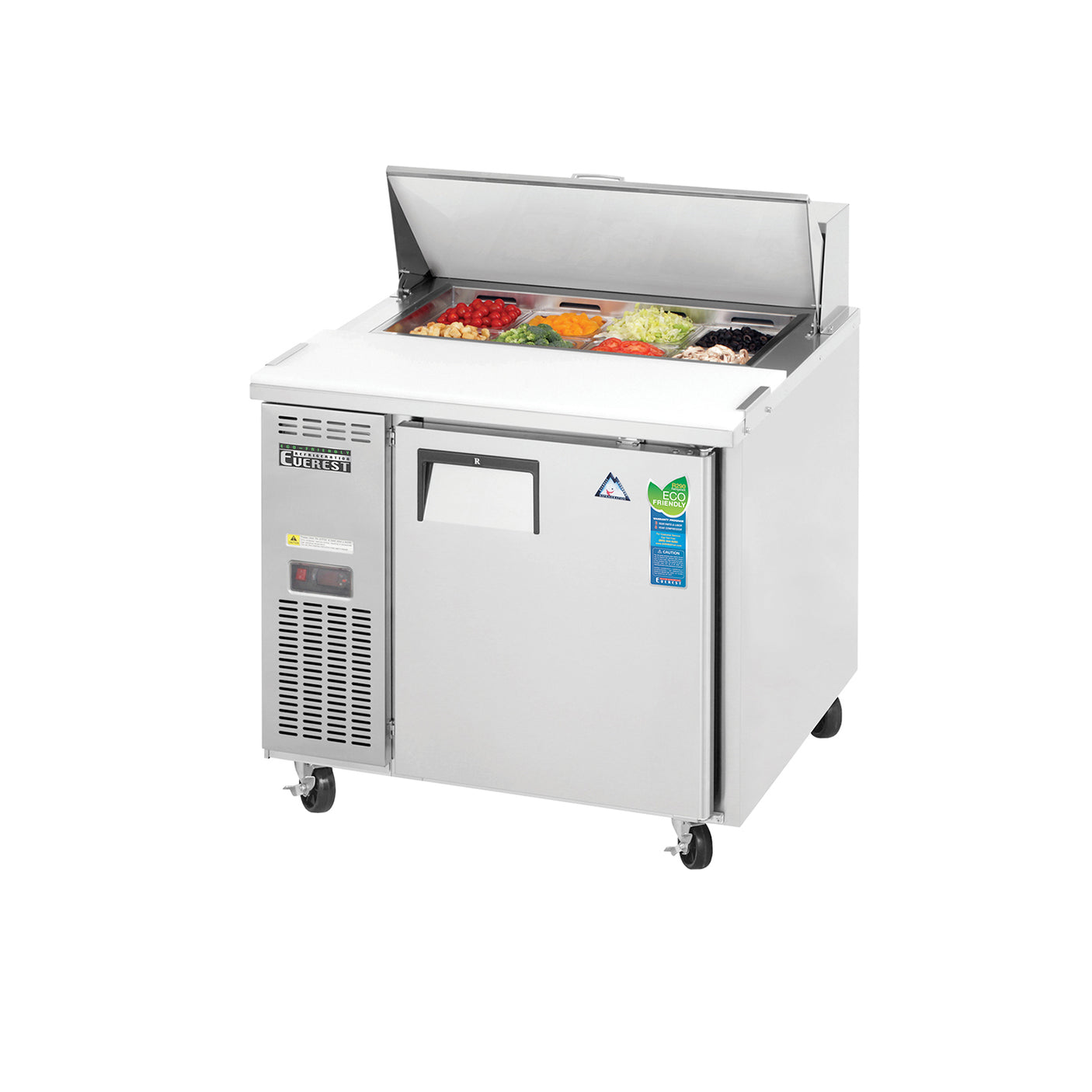 Everest EPR1 35 5/8" Stainless Steel Sandwich Prep Table Refrigerator, 1 Solid Door