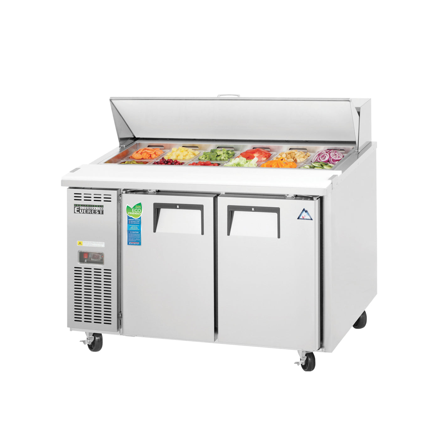 Everest EPR2-24 47 1/2" Stainless Steel Sandwich Prep Table Refrigerator, 2 Solid Doors