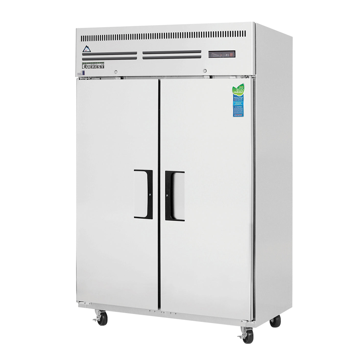 Everest ESF2 49 5/8" Stainless Steel 48 cu. ft Reach-In Freezer, 2 Solid Full Doors, Top Mount