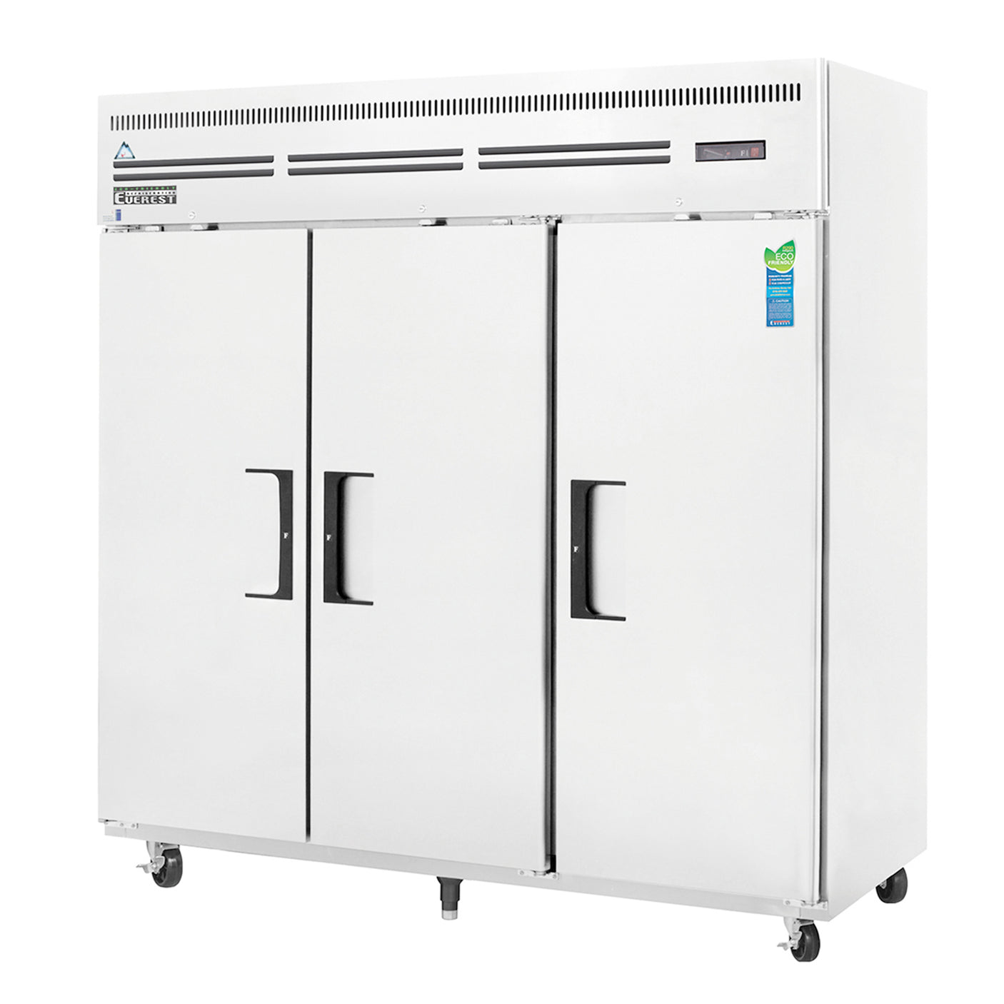 Everest ESF3 74 3/4" Stainless Steel 71 cu. ft Reach-In Freezer, 3 Solid Full Doors, Top Mount