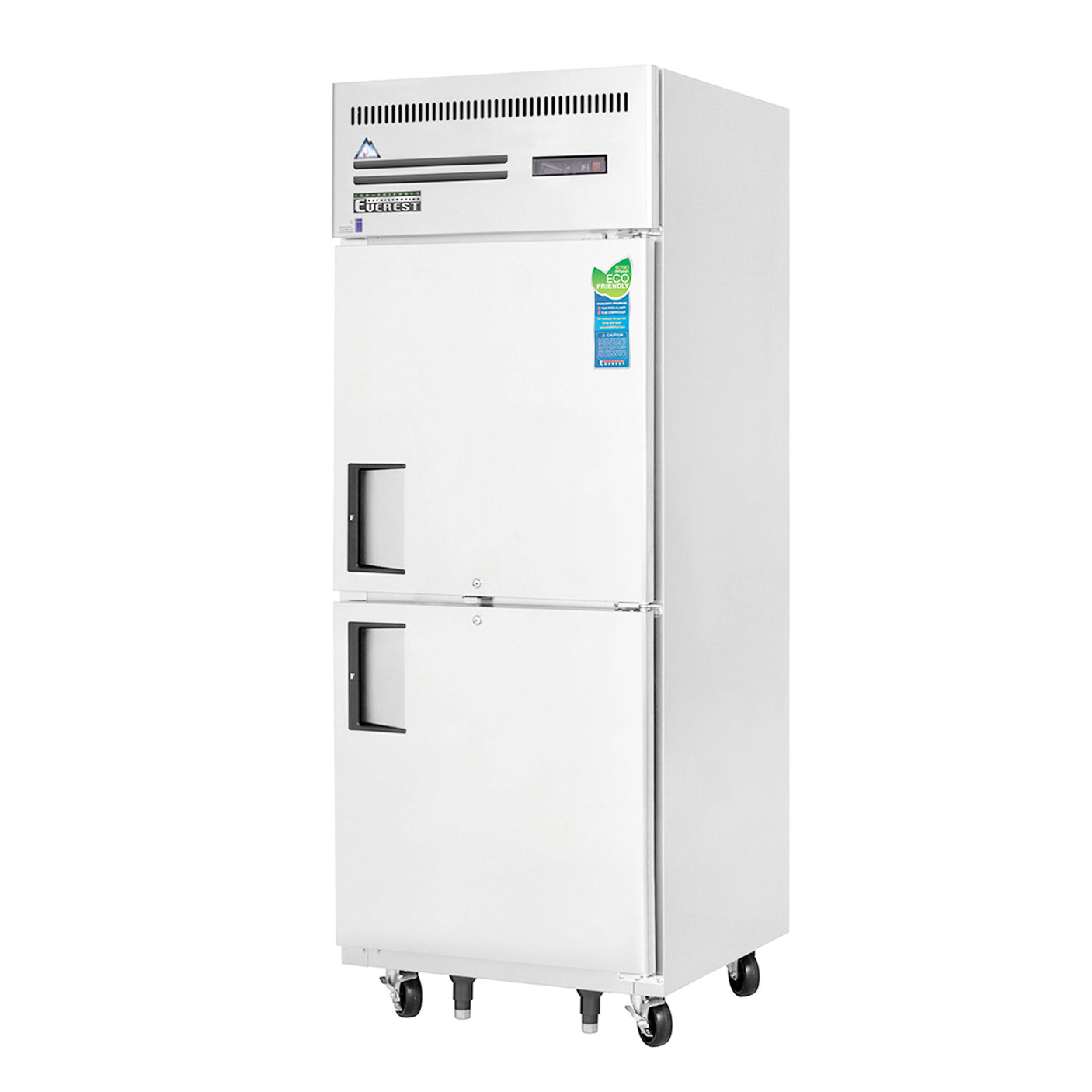 Everest ESFH2 29 1/4" Stainless Steel 23 cu. ft Reach-In Freezer, 2 Solid Half Doors, Top Mount