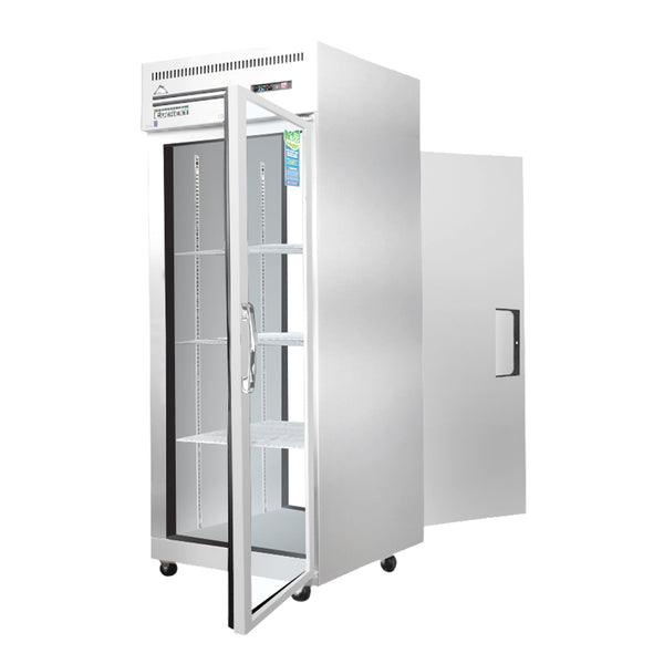 Everest ESPT-1G-1S 29 1/4" Stainless Steel Reach-In Refrigerator, Swing Solid & Glass Combo, Pass Thru Design, Top Mount