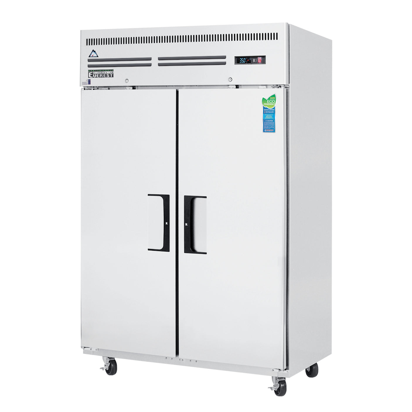 Everest ESR2 74 3/4" Stainless Steel 48 cu. ft Reach-In Refrigerator, 2 Solid Full Doors, Top Mount