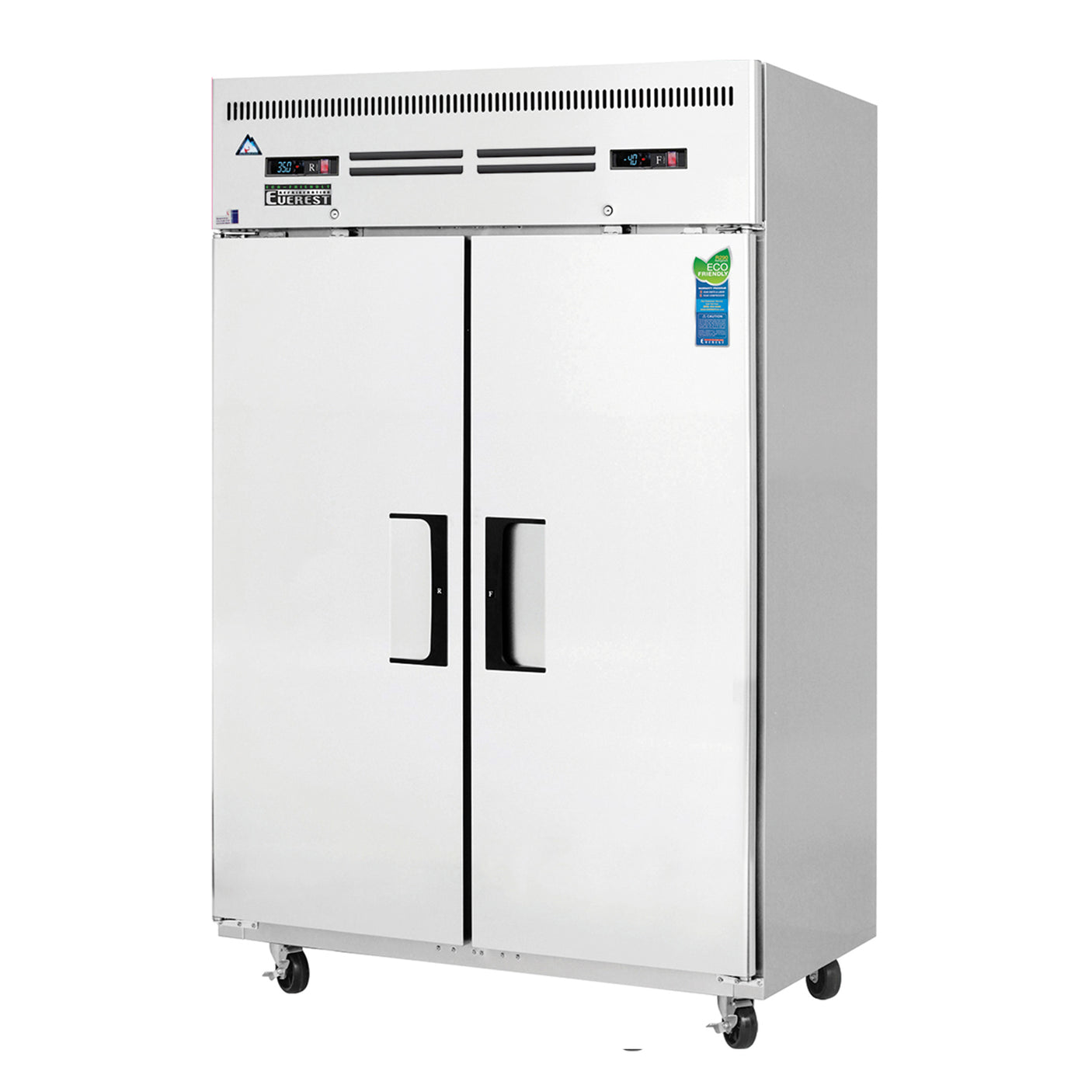 Everest ESRF2A 49 5/8" Stainless Steel Reach-In Refrigerator/Freezer Combo, 2 Solid Full Doors, Top Mount