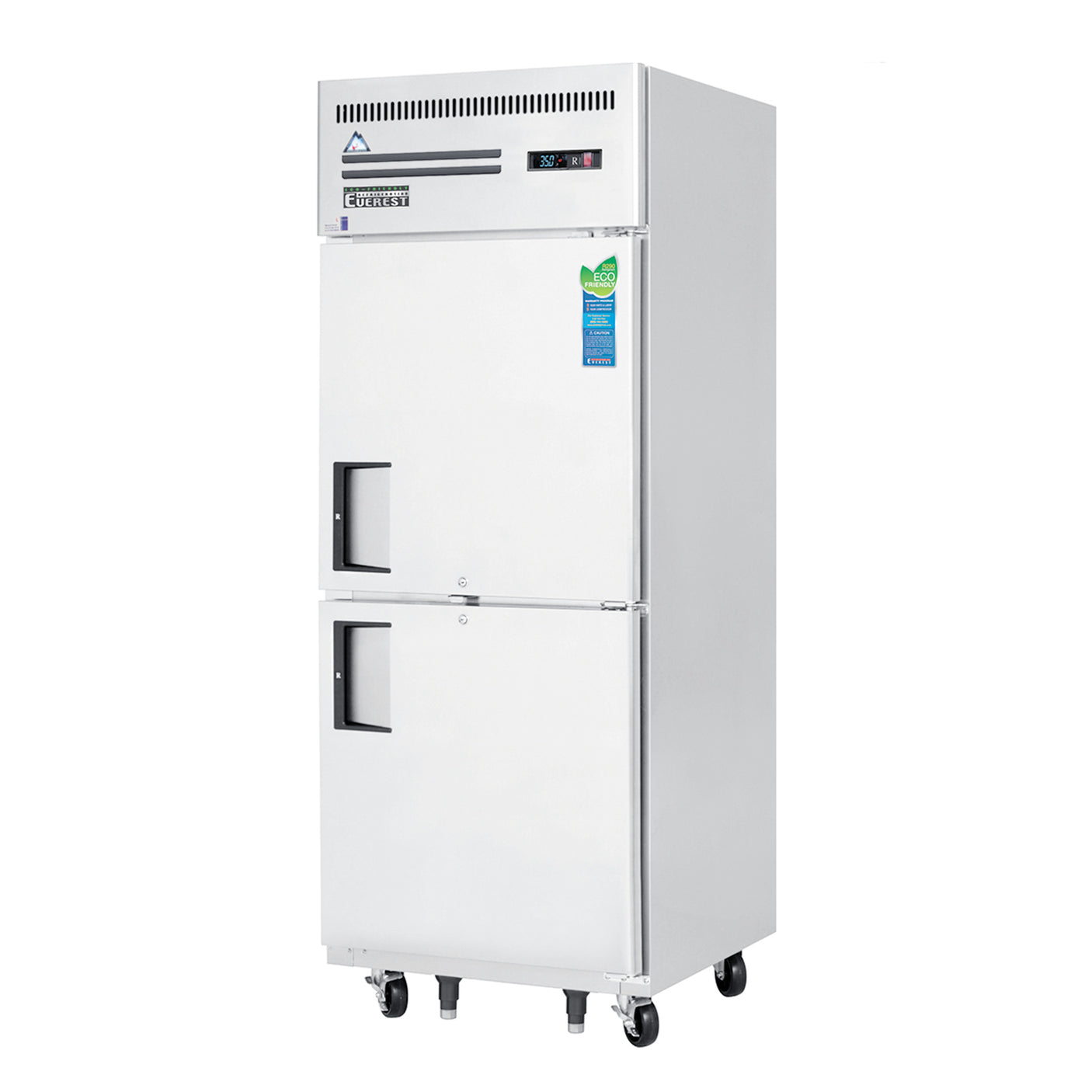 Everest ESRH2 29 1/4" Stainless Steel 23 cu. ft Reach-In Refrigerator, 2 Solid Half Doors, Top Mount